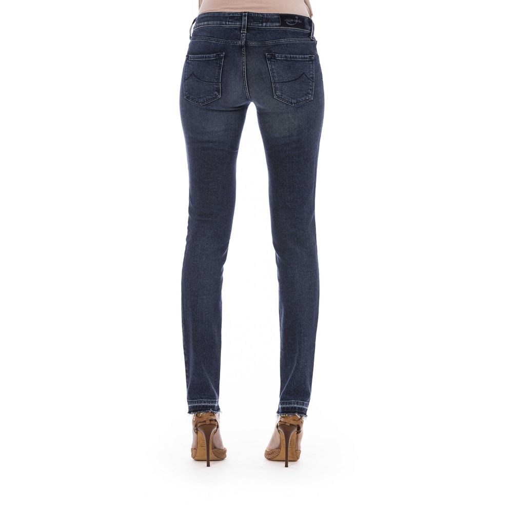 Jacob Cohen blue cotton women's jeans with classic five-pocket design and slim fit style.