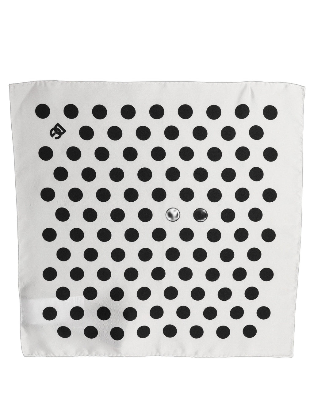 Dolce & Gabbana White Black Polka Dot Square Foulard Scarf - Eljoys Fashion 