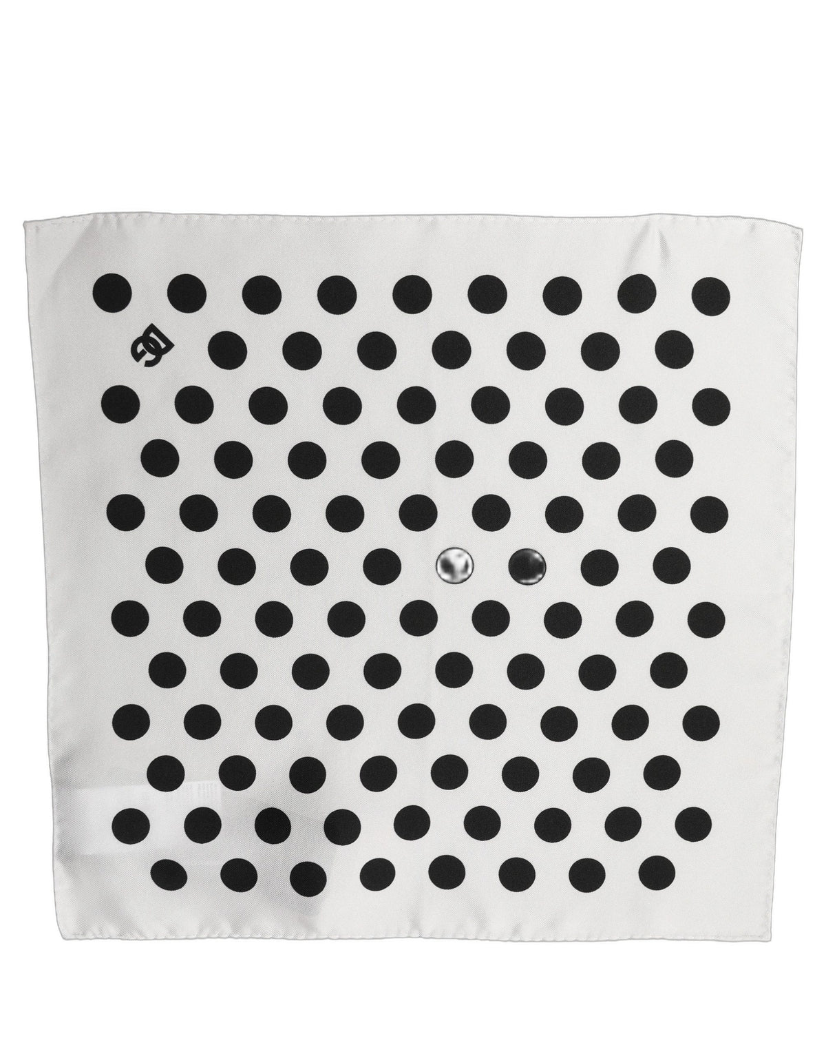Dolce & Gabbana White Black Polka Dot Square Foulard Scarf - Eljoys Fashion 