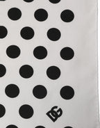 Dolce & Gabbana White Black Polka Dot Square Foulard Scarf - Eljoys Fashion 