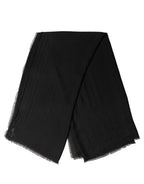Dolce & Gabbana Black Silk Wool Fringed Men Lace Stole Scarf