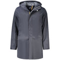K-WAY Blue Polyester Men's Jacket with Hood and Pockets