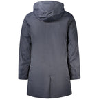 K-WAY Blue Polyester Men's Jacket with Hood and Pockets