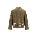 Baziszt Brown Suede Leather Full-Length Jacket
