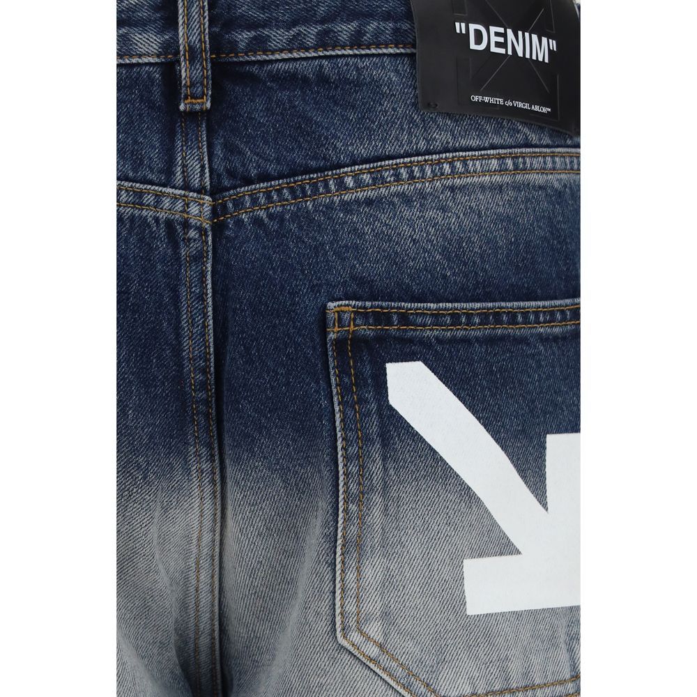 Off-White Gray Cotton Slim Fit Jeans