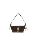 Chloé Bos Taurus shoulder bag in brown calf leather with a sleek design and subtle branding, displayed on a plain background.