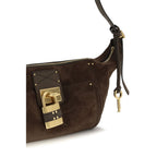 Chloé brown calf leather Bos Taurus shoulder bag with top handle and gold-tone hardware, stylish and elegant accessory.