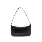Tom Ford Bos Taurus shoulder bag made of black calf leather with sleek design and silver hardware.