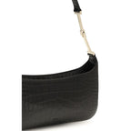 Tom Ford Black Calf Leather Bos Taurus Shoulder Bag with sleek design and silver hardware on smooth leather.