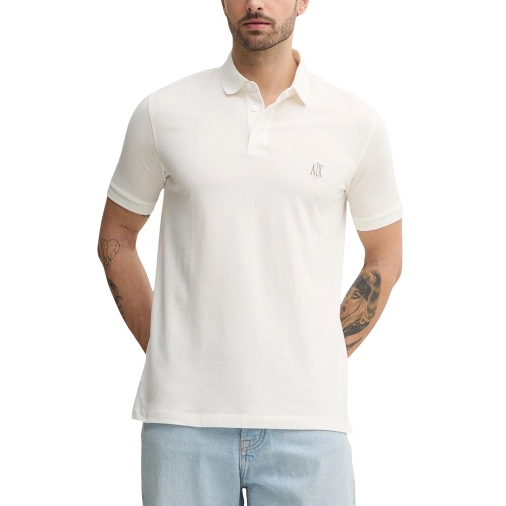 Armani Exchange White Cotton Polo Shirt - Eljoys Fashion 