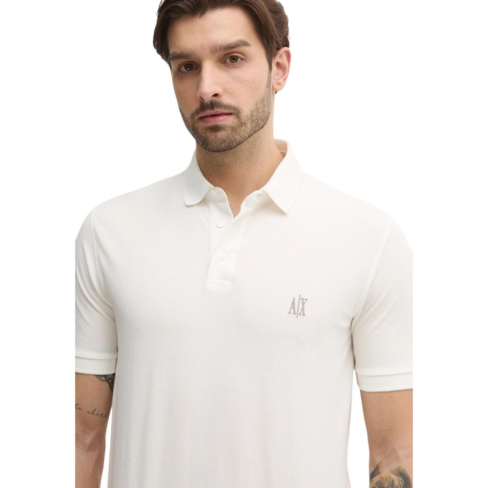 Armani Exchange White Cotton Polo Shirt - Eljoys Fashion 