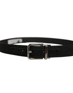 Dolce & Gabbana Black Classic Leather Silver Tone Buckle Belt - Eljoys Fashion 