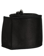 Dolce & Gabbana Black Satin Silk Wide Band Waist Cintura Belt