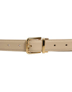 Dolce & Gabbana Beige Leather Double Wrap Gold Buckle Belt