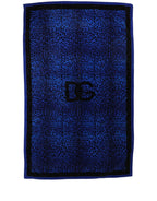 Dolce & Gabbana Royal Blue Leopard DG Logo 100% Cotton Beach Towel