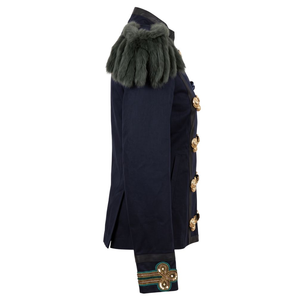 Mr&Mrs Italy Blue Cotton Women's Jacket - Eljoys Fashion 