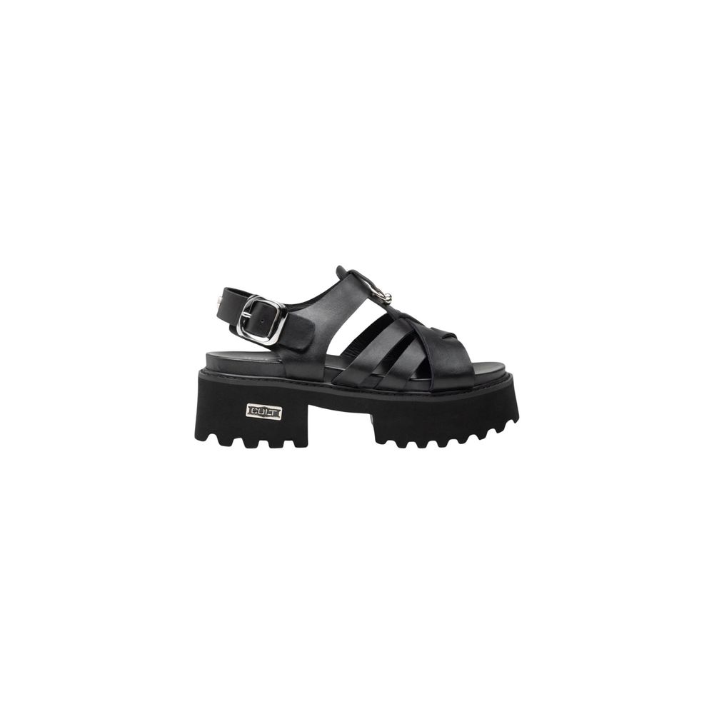 Cult Black Leather Platform Sandals - Eljoys Fashion 