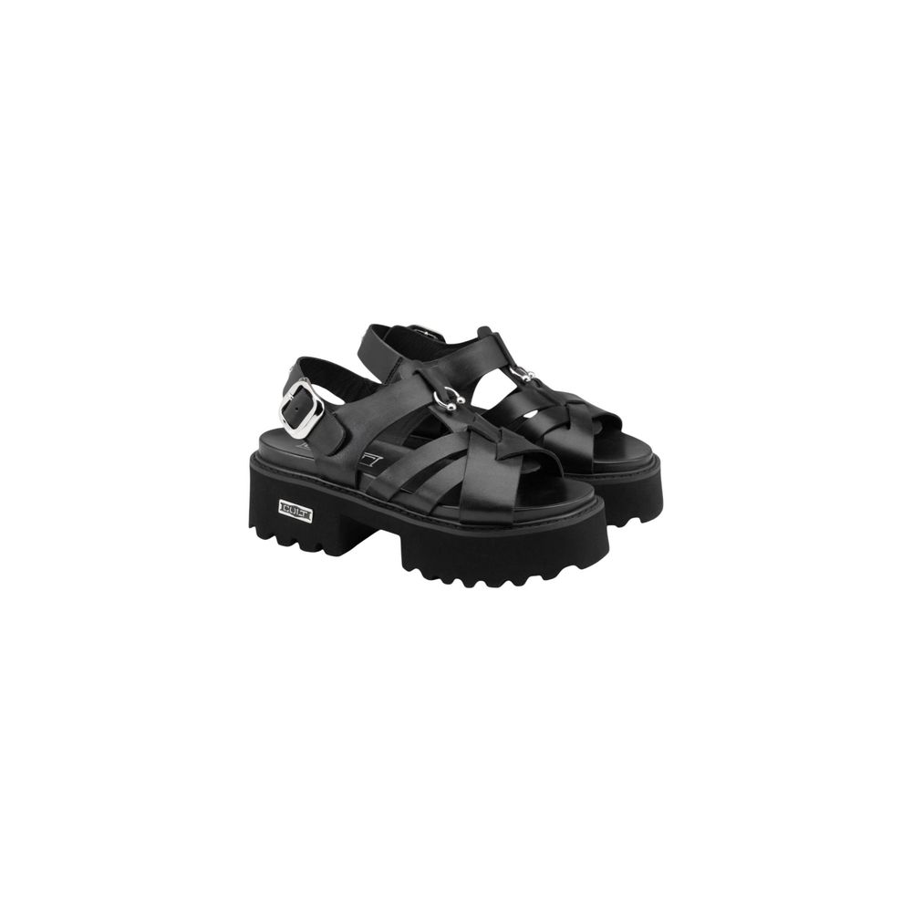 Cult Black Leather Platform Sandals - Eljoys Fashion 