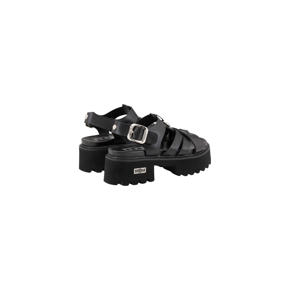 Cult Black Leather Platform Sandals - Eljoys Fashion 