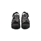Cult Black Leather Platform Sandals - Eljoys Fashion 