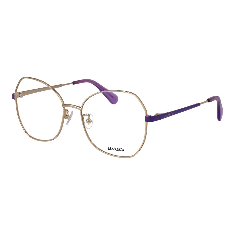 Max & Co gold metal glasses frames with clear lenses, stylish and lightweight eyewear for a sophisticated look.