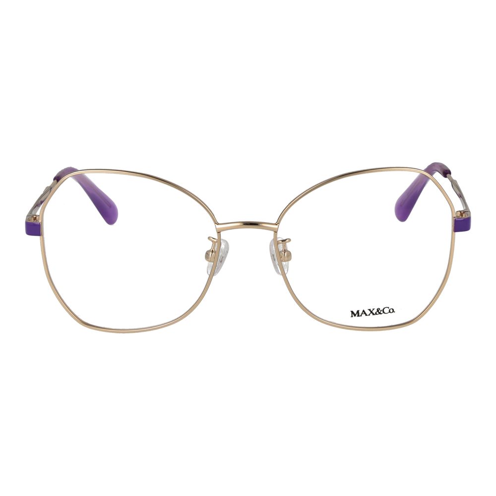 Max & Co gold metal eyeglass frames with clear lenses, stylish and lightweight for everyday wear.