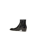 Saint Laurent Black Calf Leather Bos Taurus Ankle Boots - Eljoys Fashion 