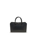 Givenchy Bos Taurus black calf leather handbag with structured design and silver hardware, showcasing elegant craftsmanship.