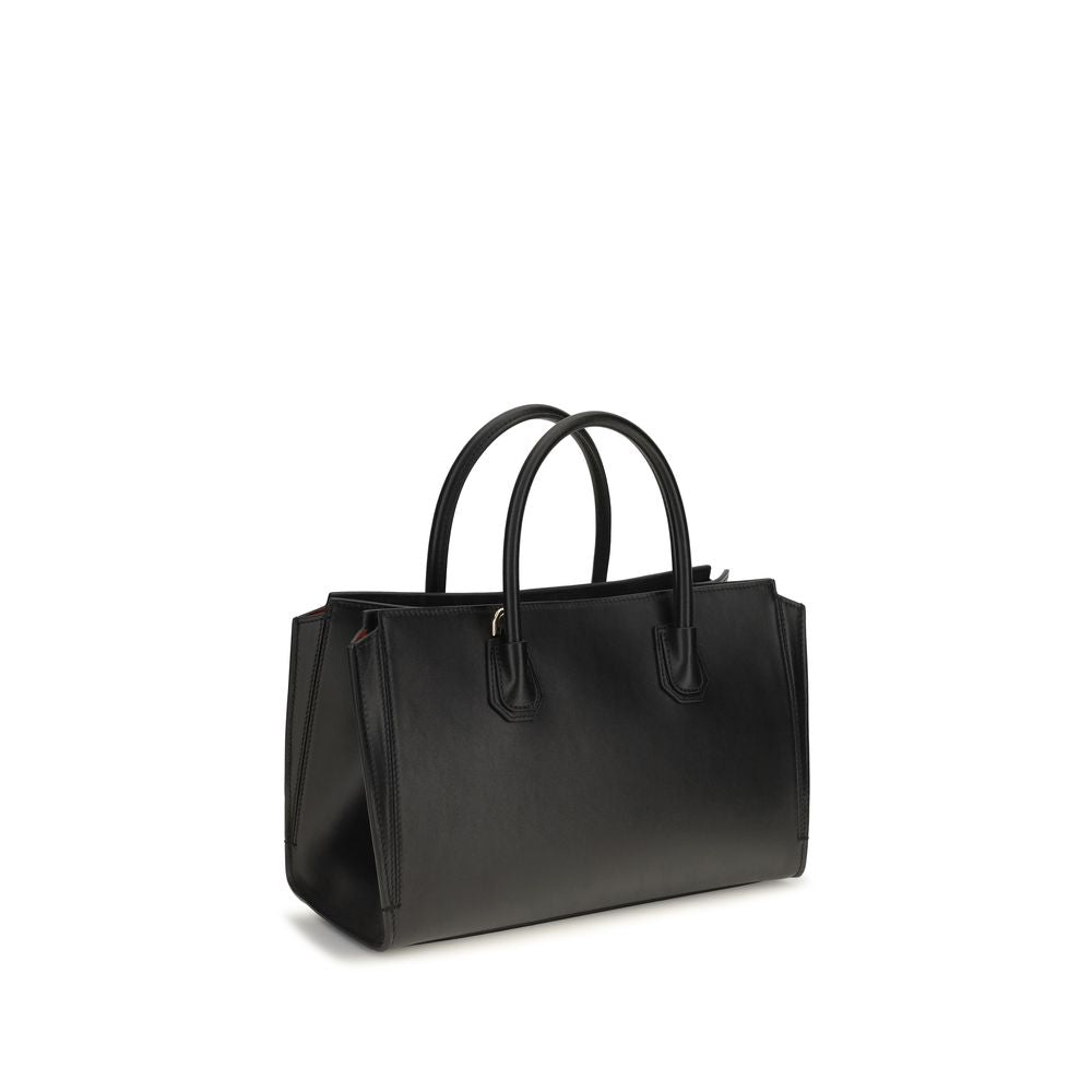 Black calf leather Givenchy Bos Taurus handbag with silver hardware and structured design.