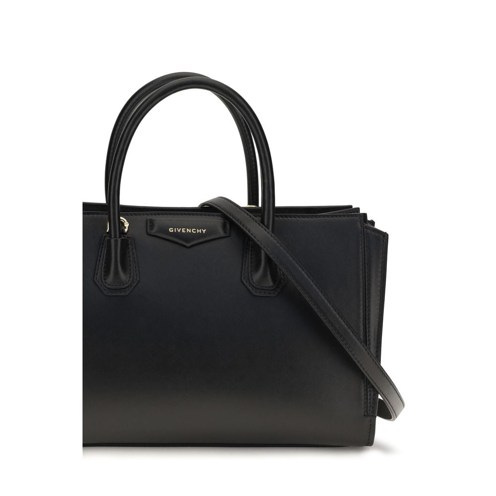 Givenchy black calf leather Bos Taurus handbag with silver-tone hardware and structured design.