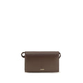 Jil Sander brown calf leather Bos Taurus wallet with sleek design and stitching, featuring multiple card slots and a minimalist style.