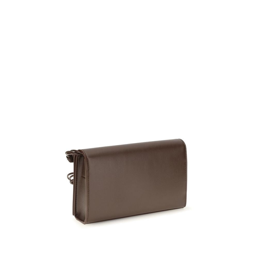 Jil Sander brown calf leather Bos Taurus wallet with sleek design and subtle branding, featuring multiple card slots and a zip coin pocket.