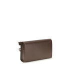 Jil Sander brown calf leather Bos Taurus wallet with sleek design and subtle branding, featuring multiple card slots and a zip coin pocket.