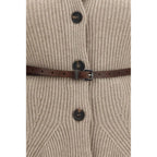 Brunello Cucinelli Beige Wool Oves Aries Cardigan - Eljoys Fashion 
