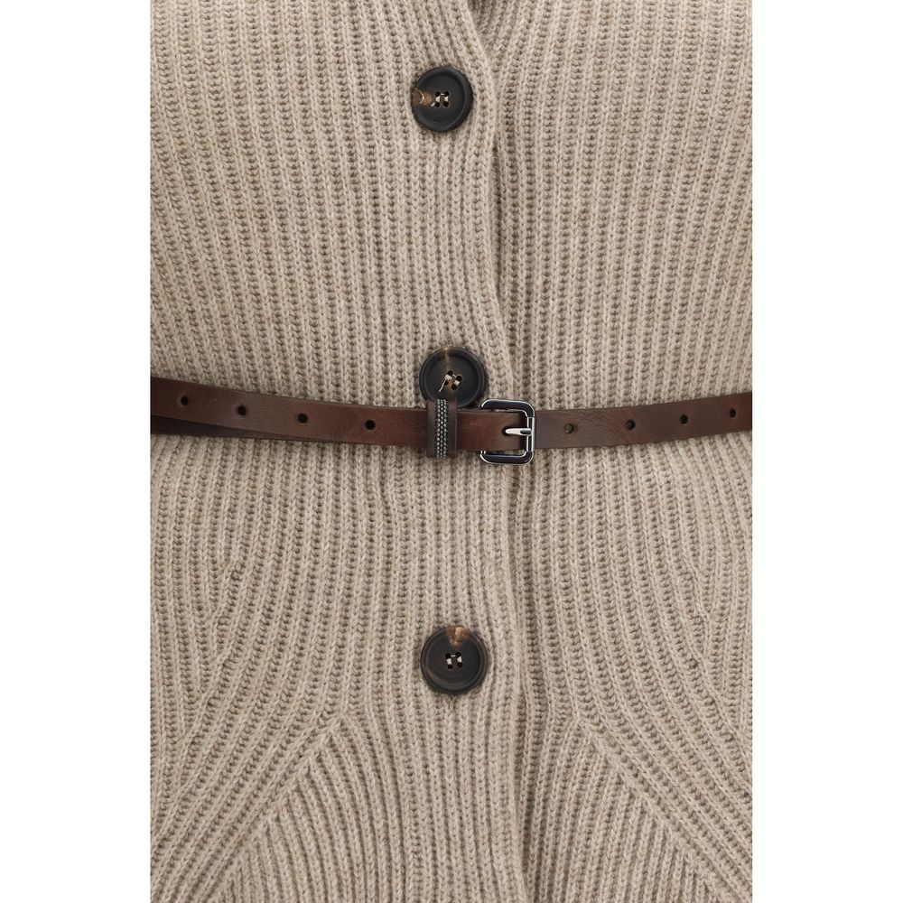 Brunello Cucinelli Beige Wool Oves Aries Cardigan - Eljoys Fashion 