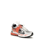 Off-White red polyethylene athletic sneakers with sleek design and modern style, featuring bold color and comfortable fit.