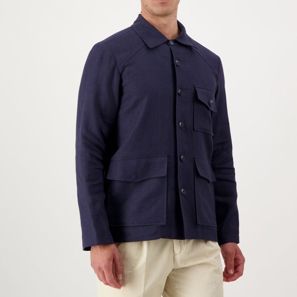 Autore Navy Blue Linen Jacket - Eljoys Fashion 