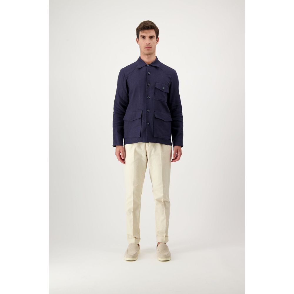 Autore Navy Blue Linen Jacket - Eljoys Fashion 