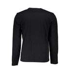 Black cotton men's T-shirt by Napapijri with a classic fit and simple crew neckline, displayed on a plain background.