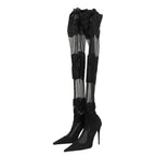 Dolce & Gabbana Black Over The Knee Sock Pumps Boots Shoes