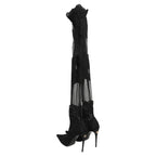 Dolce & Gabbana Black Over The Knee Sock Pumps Boots Shoes