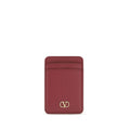 Valentino Garavani Red Calf Leather Bos Taurus Wallet with sleek design and multiple card slots.