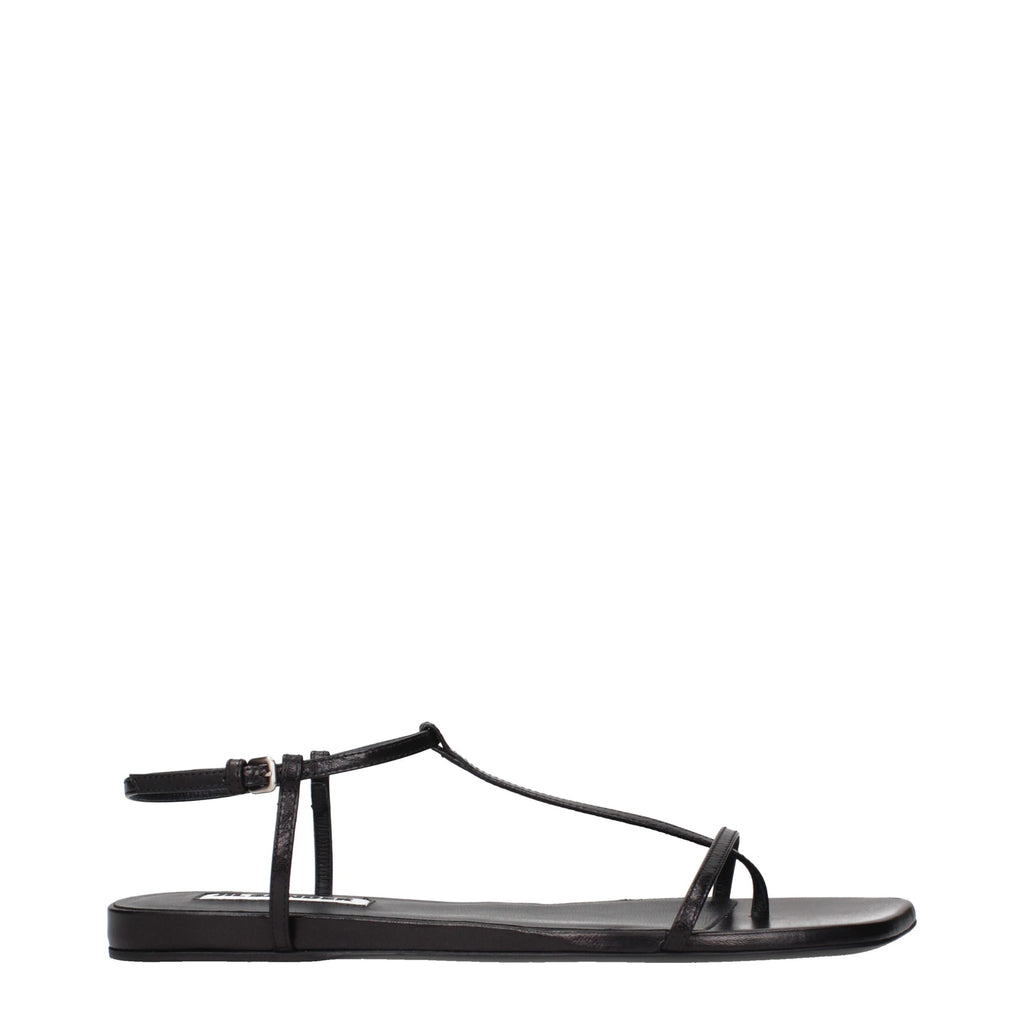 Jil Sander Black Leather Flip-Flop Sandals