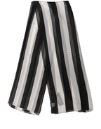 Dolce & Gabbana Black White Stripe Silk Shawl Stole Scarf