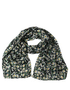 Dolce & Gabbana Black Silk Daisy Chiffon Long Stole Scarf