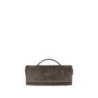 Brunello Cucinelli Brown Suede Leather Clutch Bag