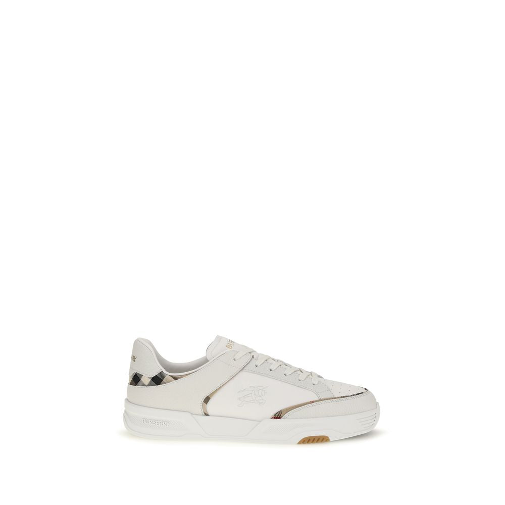 Burberry White Calf Leather Bos Taurus Low Top Sneakers