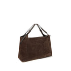 Brunello Cucinelli Brown Suede Leather Handbag