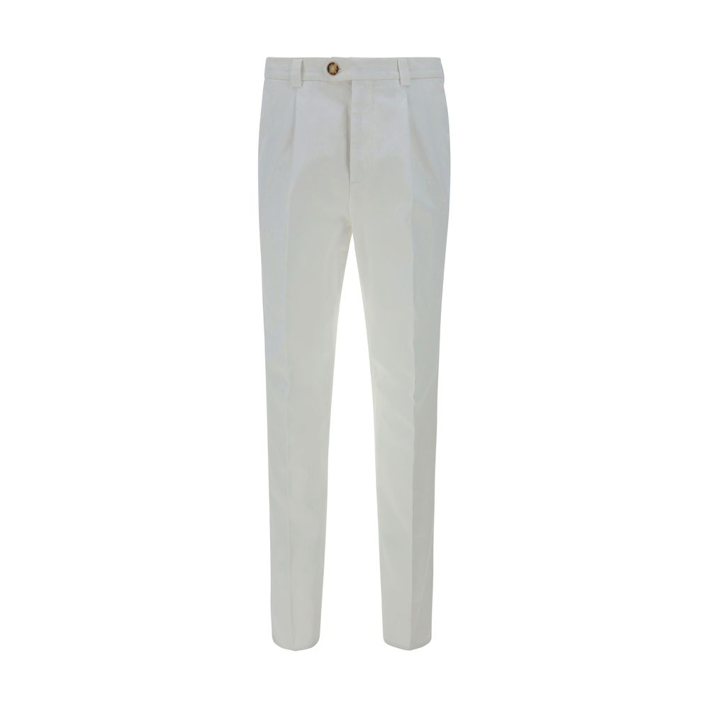 Brunello Cucinelli White Cotton Casual Pants - Eljoys Fashion 