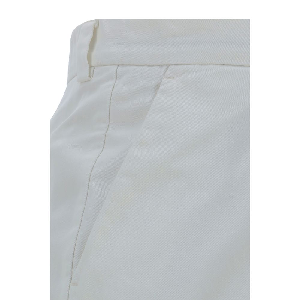 Brunello Cucinelli White Cotton Casual Pants - Eljoys Fashion 
